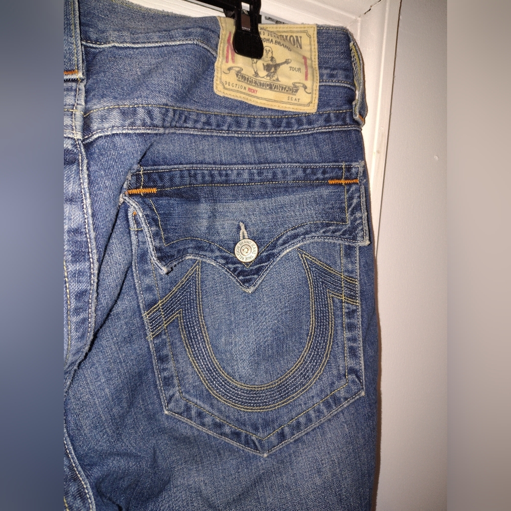 True Religion Distressed Blue Jean Shorts - Picture 2 of 13
